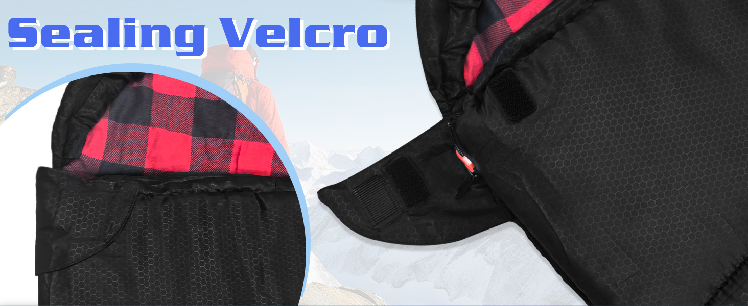 Спальний мішок XXL для дорослих, 3-4 сезони, фланель, кемпінг, зимовий, з сумкою, вологостійкий, теплий, 230x90 см (Чорний/Червоний, L-Zip)