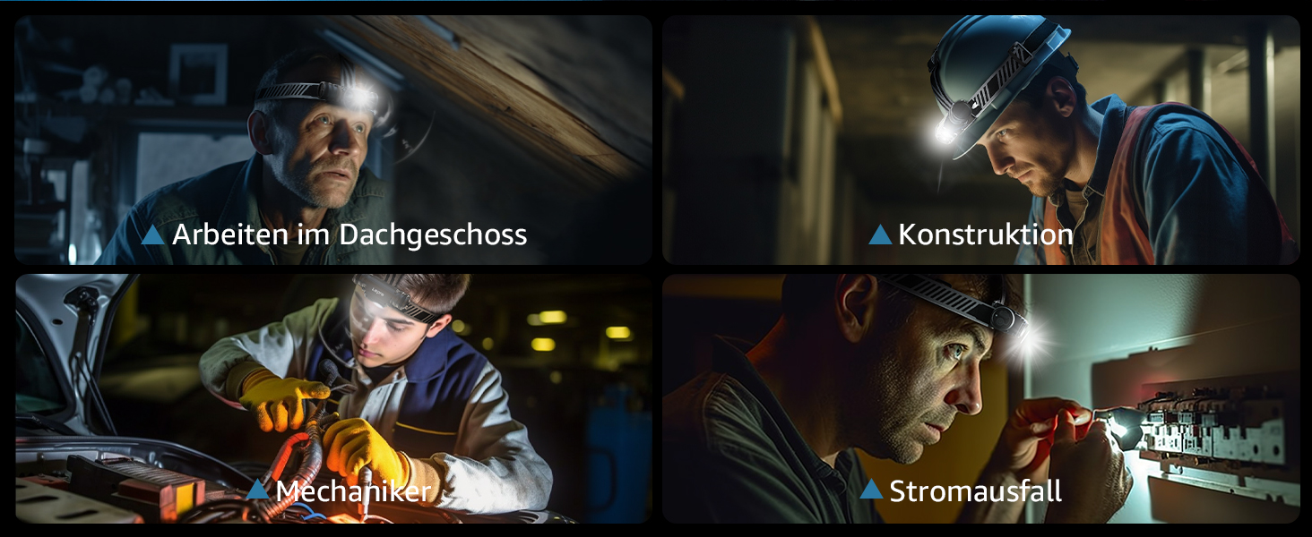 Ліхтар на лоб Lepro, акумуляторний, IP65, 1000 люмен, знімний LED, червоне світло, 6 режимів, для кемпінгу, спорту, риболовлі, майстерні, з USB-C кабелем