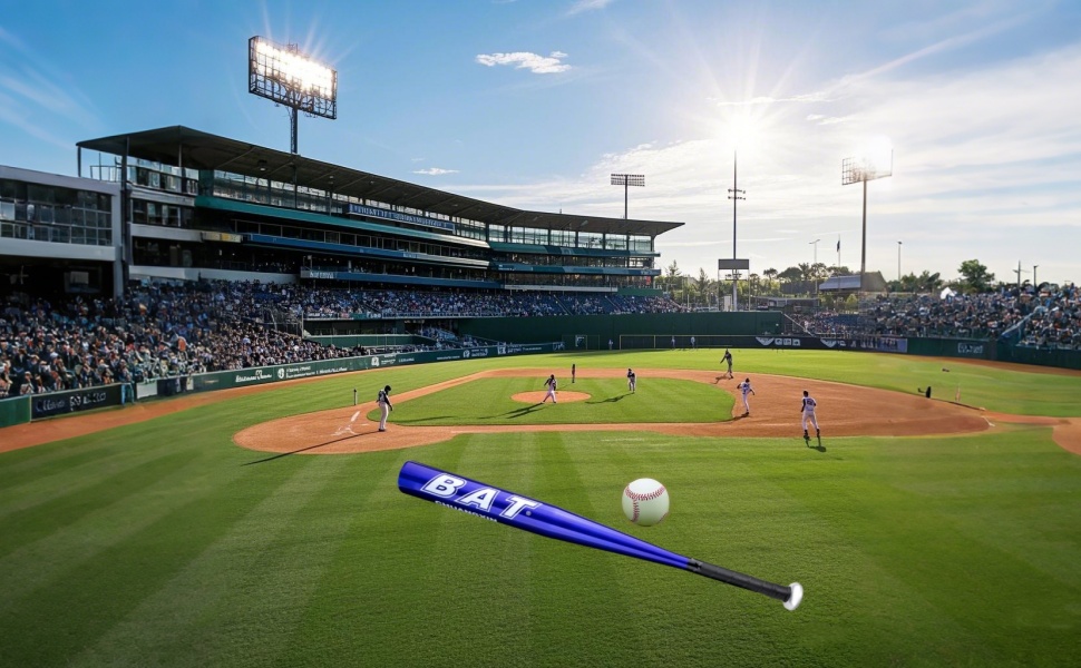 Бейсбольна бита 82 см (32 дюйми), алюмінієва з неслизькою ручкою, блакитна. Підходить для бейсболу та самозахисту