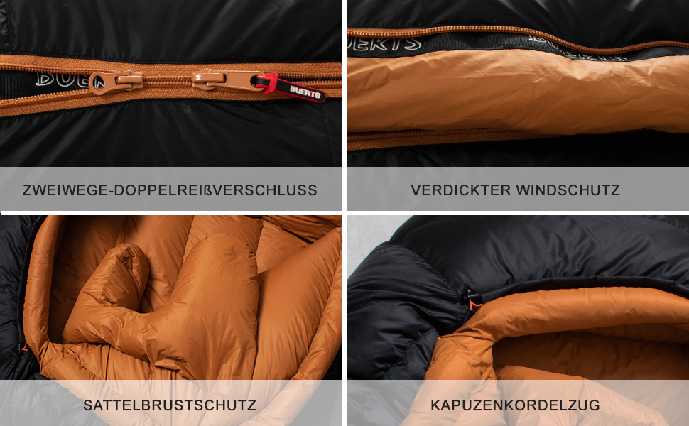 Спальний мішок зимовий Buerts, для температур від 0 до -24°C. Ultraleichter Mumien-Schлаfsack, чорний, для дорослих та підлітків, кемпінг, походи, трекінг.