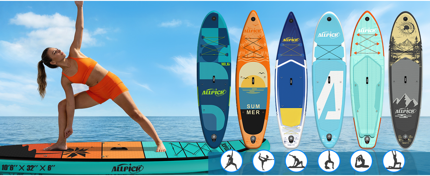 Надувний SUP-борд ALLPICK Premium Set: Комплектація для початківців та досвідчених, з кріпленням для камери, регульовим веслом, 200 кг, для відпочинку на пляжі (зелений)