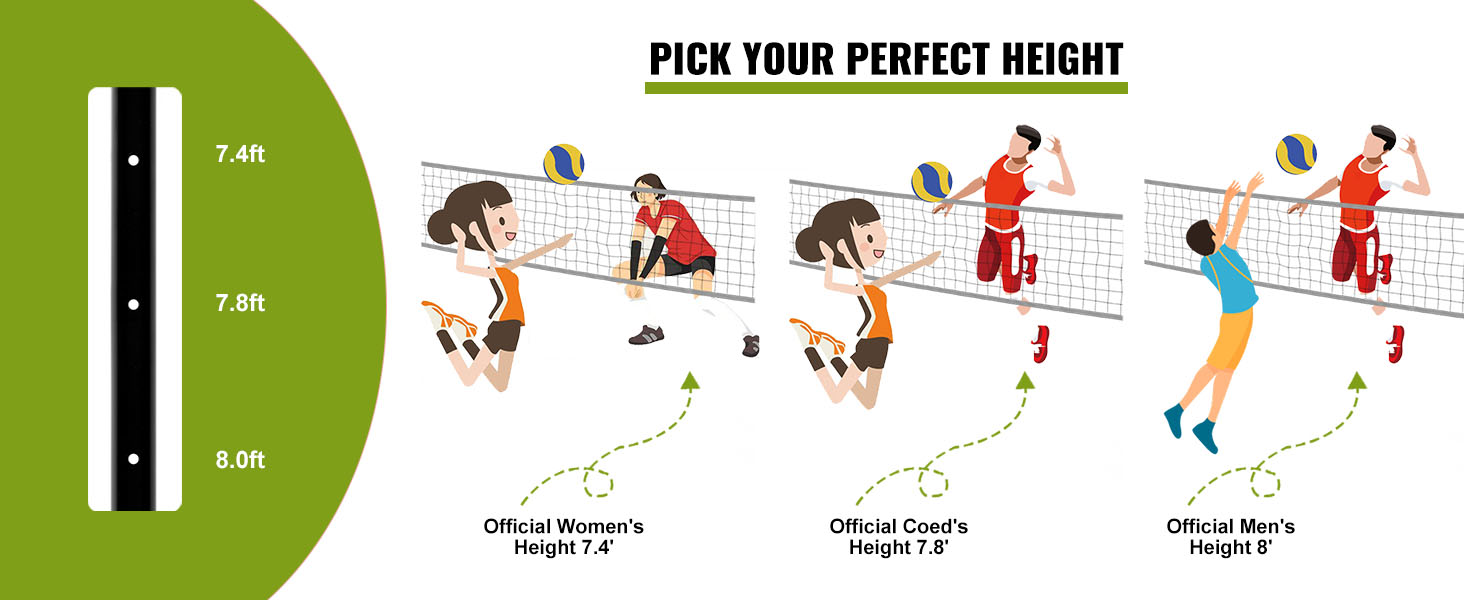 VEVOR Регульоване волейбольне сітка, комплект 9,7 x 2,4 м, портативне пляжне волейбольне сітка, оранжевий колір, складане волейбольне сітка з сумкою, для саду та пляжу