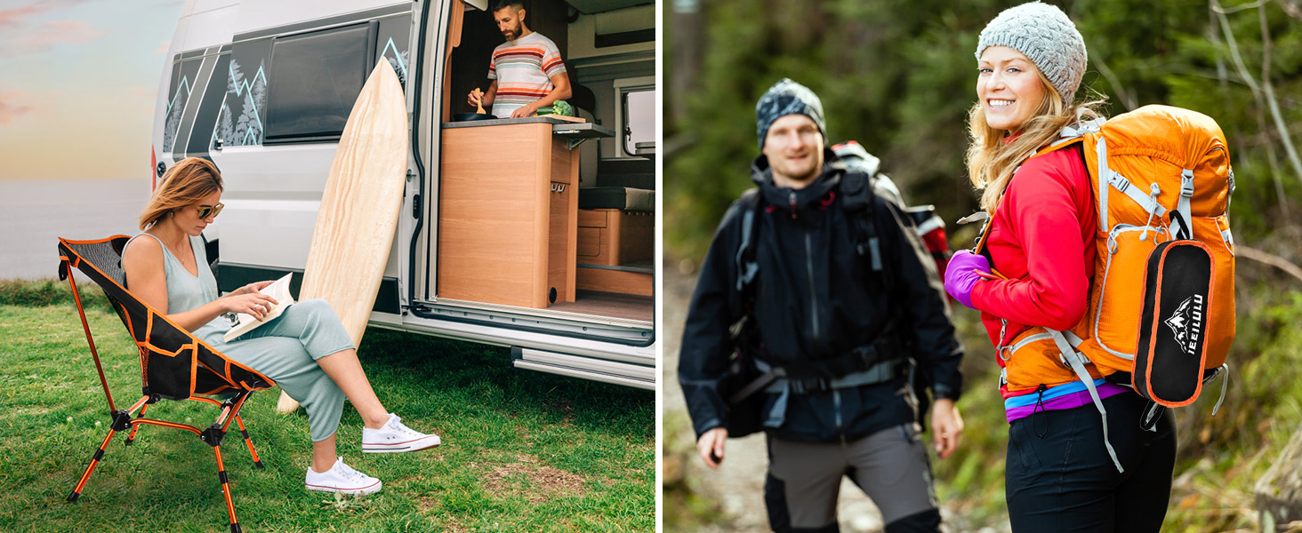 Складний туристичний стілець IEEILULU, 130 кг, для кемпінгу, пікніків, риболовлі, відпочинку на природі та подорожей. Оранжевий колір