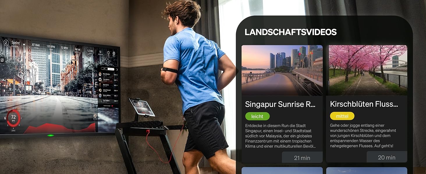 Бігова доріжка Sportstech sTread Fold Pro: складана, з нахилом, для дому, 15 км/год, App, тримач для планшета, чорна 134x66.5x121 см