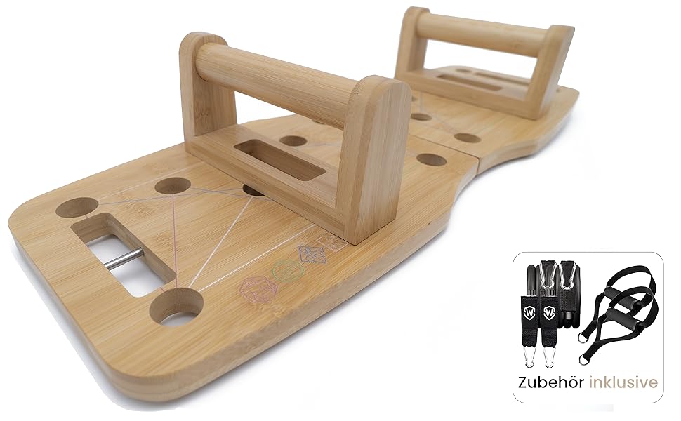 Бамбукова дошка для віджимань Amplitude Lite Premium Push Up Board (65 см) - складана, стабільна, з гумками та інструкцією 30 в 1