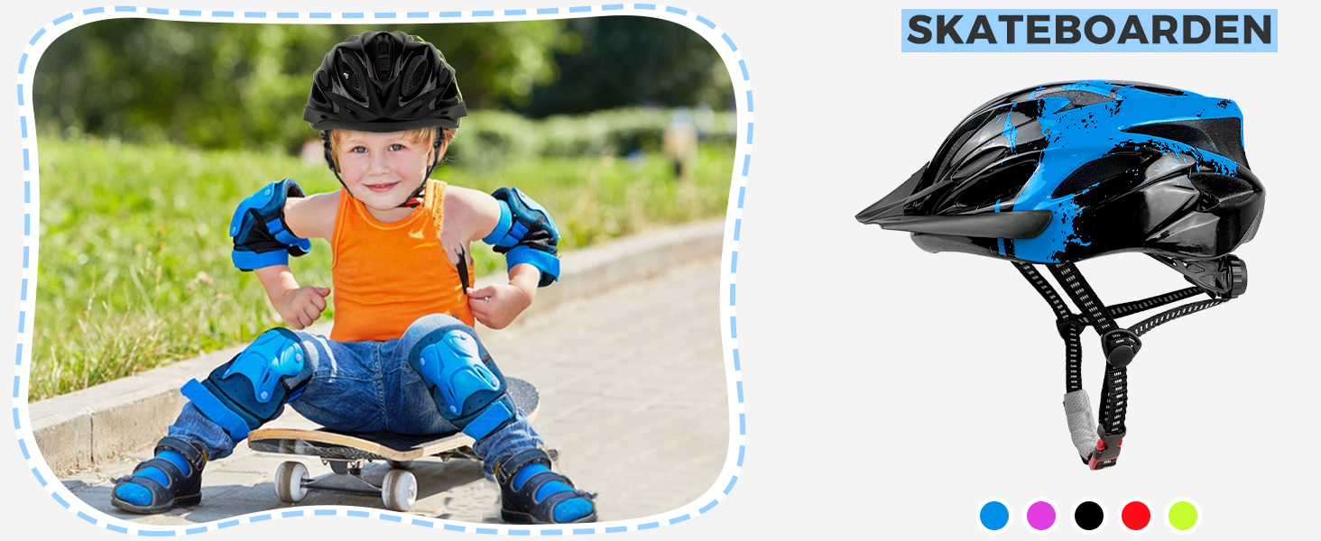 Дитячий велосипедний шолом, регульований, блакитний, 55-58 см