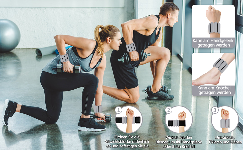 Набір обтяжень для зап'ястя та кісточок Omtofo, 2 шт (по 0,45 кг), Зелений (Сірий), для йоги, танців, пілатесу, аеробіки, кардіо та ходьби