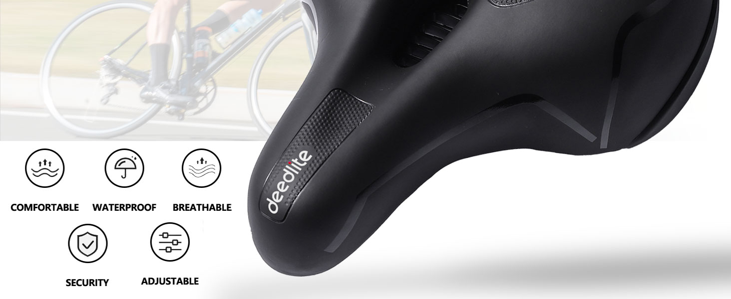 Велосипедне сідло Cloud Comfort Pro Max — зручне, м'яке, анатомічне, з пам'яттю форми, з червоною світловідбиваючою смугою, з амортизацією, для міських і гірських велосипедів