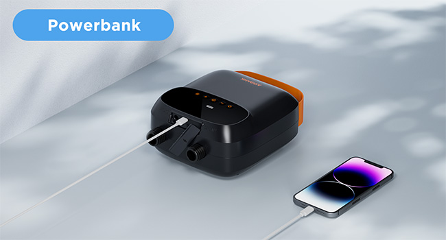 Електричний надувний насос AIRBANK для SUP, вейкбордингу, кайтсерфінгу, палаток та матраців (оранжевий)