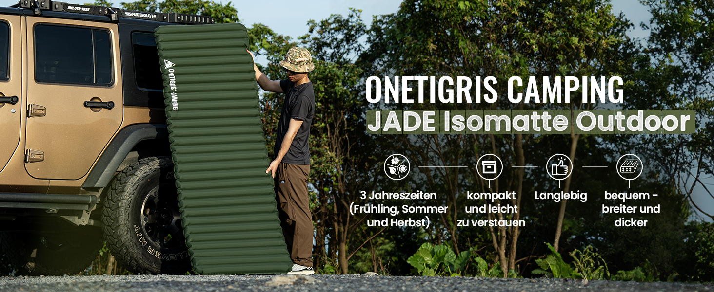 OneTigris Jade Isomatte: ультралегка розкладана килимок для кемпінгу, 7 см, надувний, для 1 особи, 3 сезони, R-значення 2.8