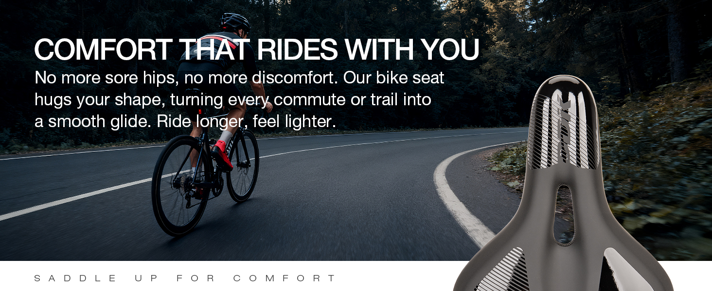 Велосипедне сідло DDK Comfort Plus – з піною Memory, комфортне, зняття тиску та амортизація – зручне, м'яко стьобане сідло для чоловіків та жінок (MTB, шосе, місто)