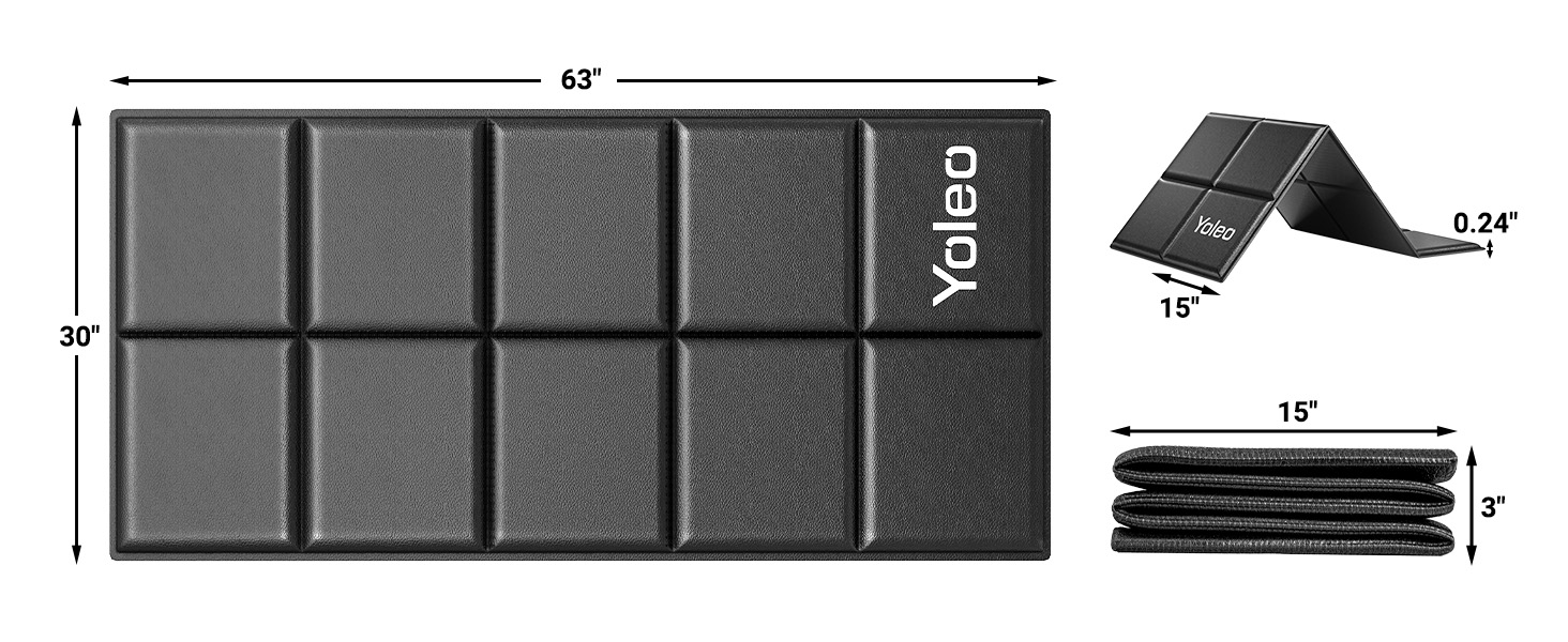 Килимок захисний під бігову доріжку та тренажери Yoleo, 160x75 см, шумопоглинаючий та протиковзкий килим для підлоги під велотренажер, еліпс та лавку для гантелей, чорний