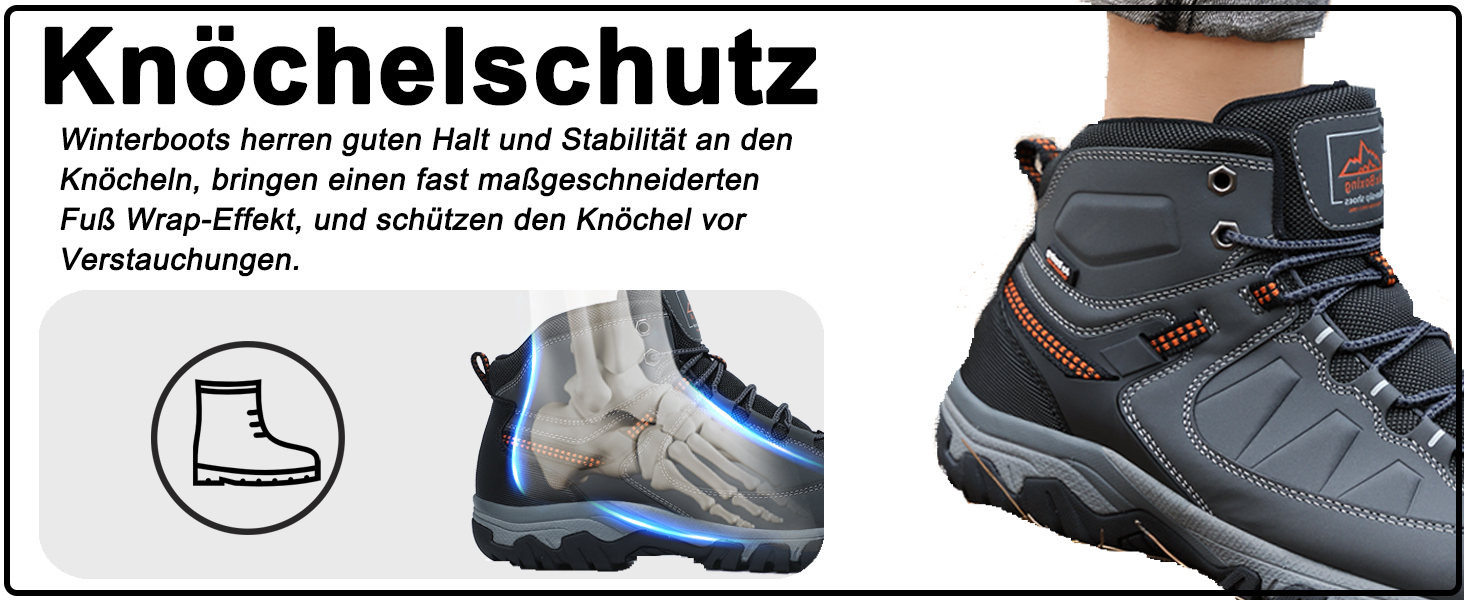 Чоловічі зимові черевики AX BOXING: утеплені, теплі, для ходьби на вулиці, трекінгові, розмір 41-46 EU (світло-сірий, 45 EU)