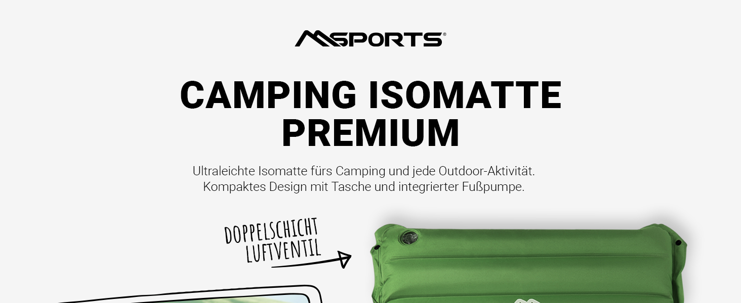 MSPORTS Килимок для кемпінгу Premium, Ultraleichte Isomatte для відпочинку на природі з насосом, вологостійкий для піших прогулянок, трекінгу та кемпінгу (Помаранчевий)