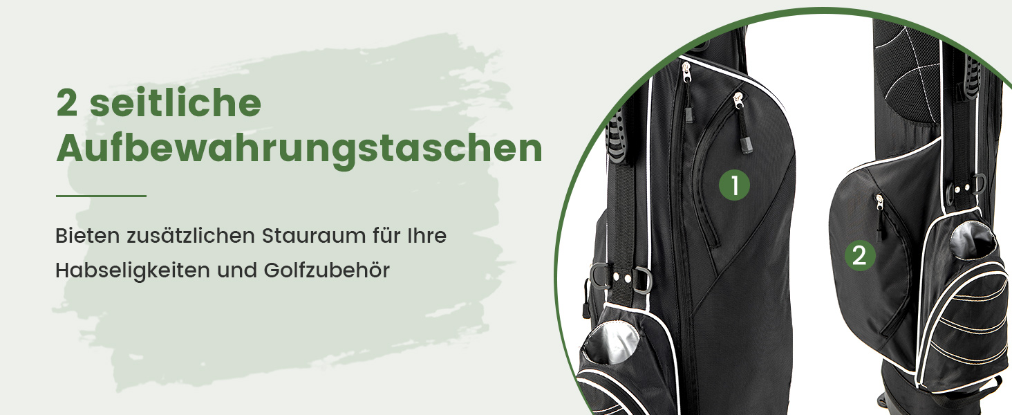 Чорна сумка для гольфу COSTWAY з підставкою, водонепроникною кришкою та 4 відділеннями, легка переносна сумка з відділенням для головок та ременем, для жінок та чоловіків