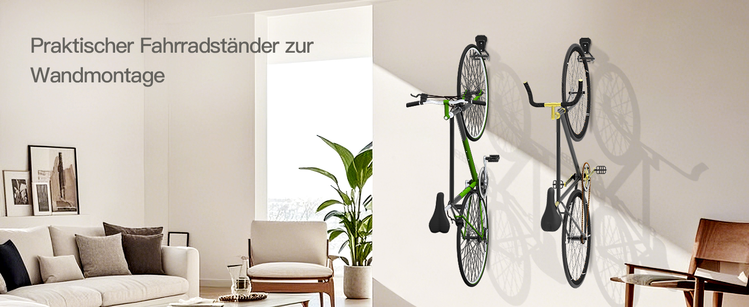 Настінна підставка для велосипеда Housolution, 2 шт. - Економія простору, вертикальне зберігання, з EVA гумою, чорний