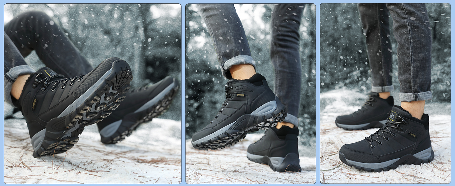 Чоловічі зимові черевики ARRIFGO BELLO - зимові черевики, черевики для хайкінгу, трекінгові черевики, утеплені, антиковзаючі, чорні, розмір 41-46 EU