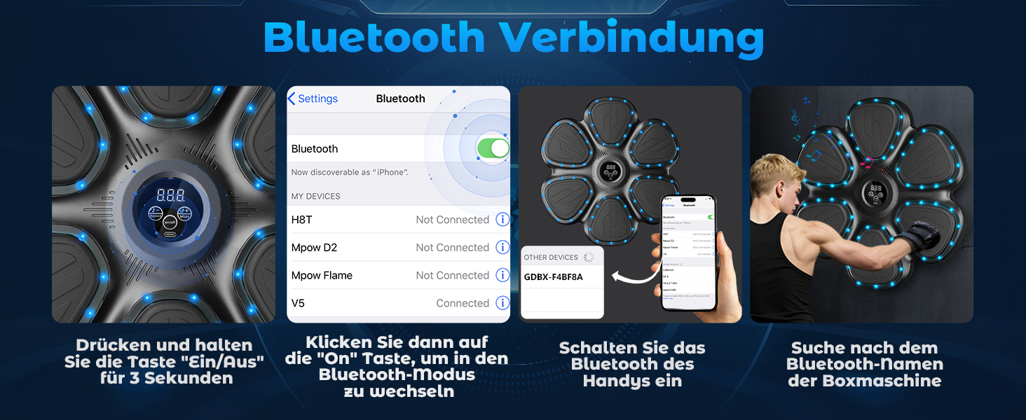 Музична боксерська машина Smart Music Boxing Machine - для дорослих та дітей, Bluetooth, 12 швидкостей, з підрахунком ударів
