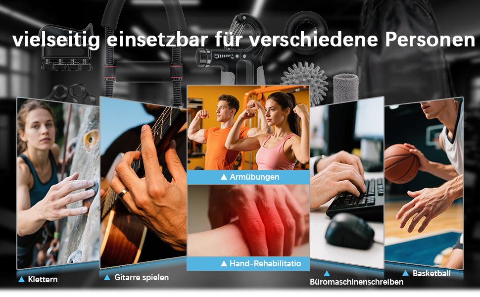 Тренування кисті рук Homkuo: набір для зміцнення м'язів, кисті та зап'ястя з масажним м'ячем. Ідеально для альпінізму, зняття стресу та реабілітації.