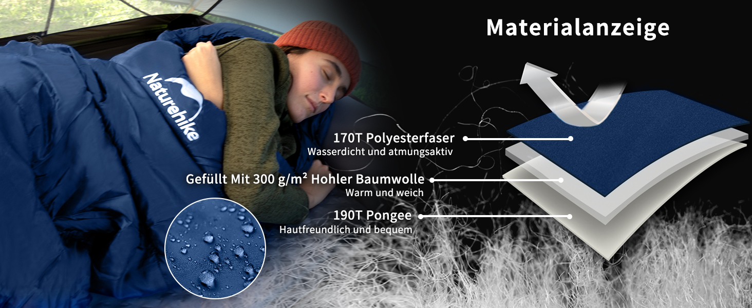 Спальний мішок Naturehike Mumienschlafsack: бавовняний, 300/600 GSM, зимовий, для дорослих та дітей, 4°C, водонепроникний, ультралегкий, компактний