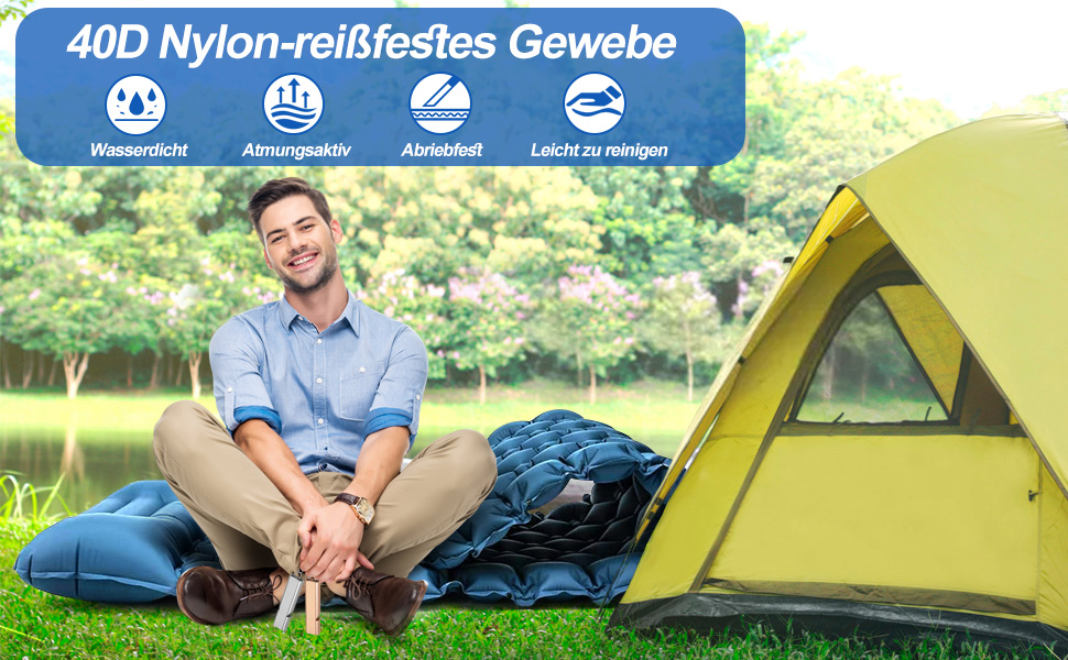 Isomatte HVIERO Саморозкладається, надувна, для кемпінгу, рюкзак, подорожі, туризм. Легка, компактна, блакитна.