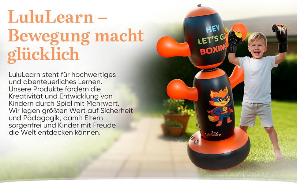 Боксерський мішок дитячий Lululearn® з поворотним верхом, з рукавичками для боксу (від 2 років) для хлопчиків та дівчаток: бокс, карате, тхеквондо