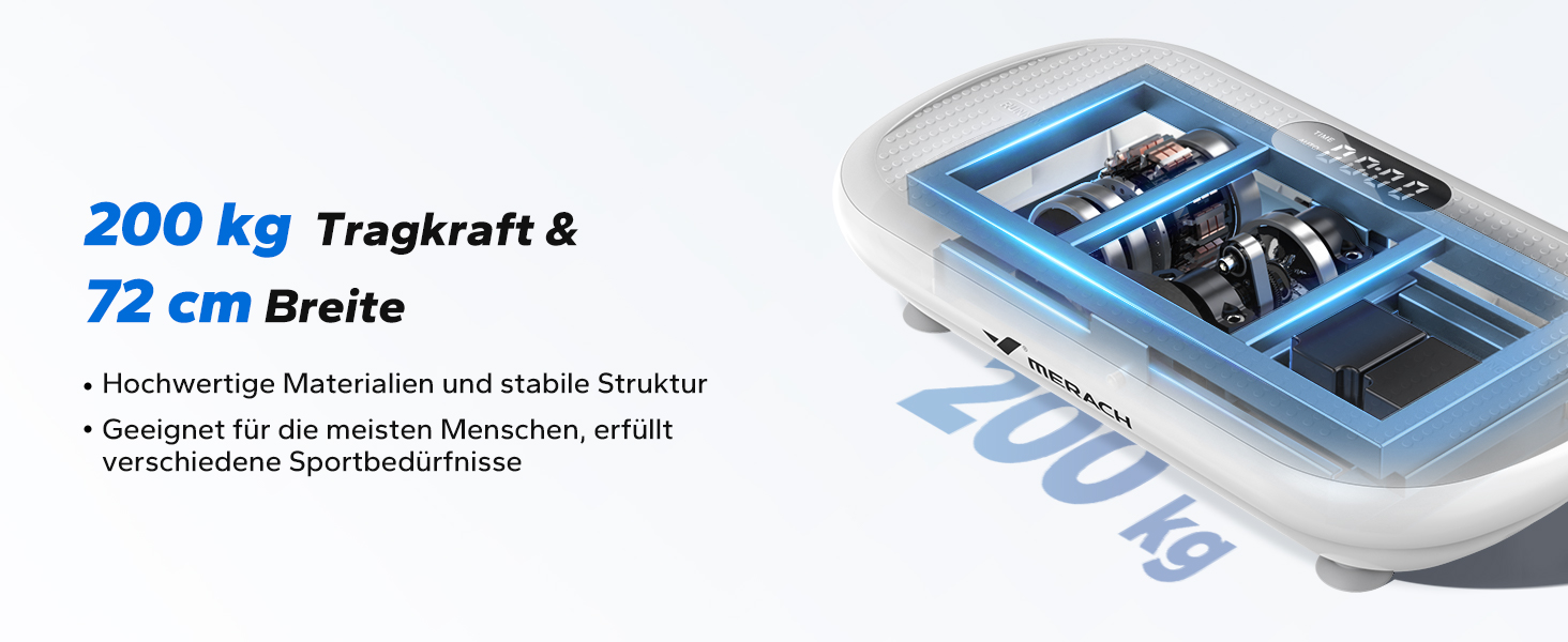 Вібраційна платформа MERACH для тренувань та фігури, амплітуда 13 мм, вантажопідйомність 200 кг, силіконовий педал, Bluetooth-динамік (сірий)