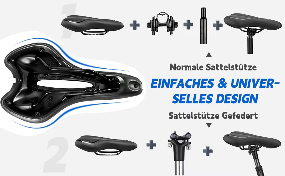 Зручний велосипедний сідло з гелевою подушкою: ергономічний, водонепроникний, амортизуючий, дихаючий для чоловіків та жінок. Підходить для MTB, шосе, city, електровелосипедів