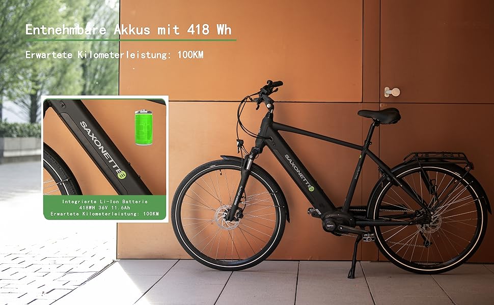 Чоловічий E-Bike SAXONETTE 36В 11,4Ач, 120км, 9 швидк., 70НМ, 54см