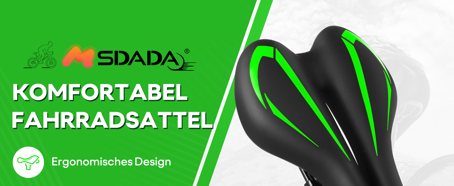 Гелевий велосипедний сідло MSDADA для жінок та чоловіків, водонепроникний, зелений