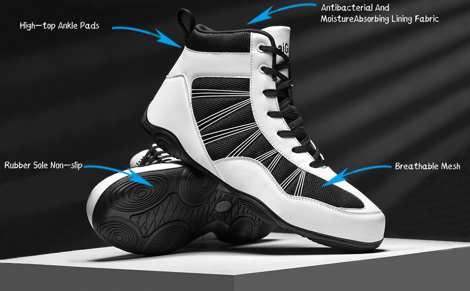 Боксерські черевики чоловічі хай-топ, унісекс, чорні. Професійні боксерські черевики для занять та тренувань. Розмір 43 EU.