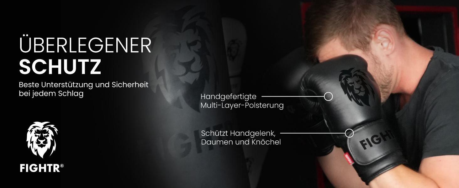 Боксерські рукавички FIGHTR® Pro з натуральної шкіри | Для чоловіків та жінок | Для боксу, ММА, муай-тай, кікбоксингу та єдиноборств | 10, 12, 14, 16 oz | З сумкою 14 oz All Black