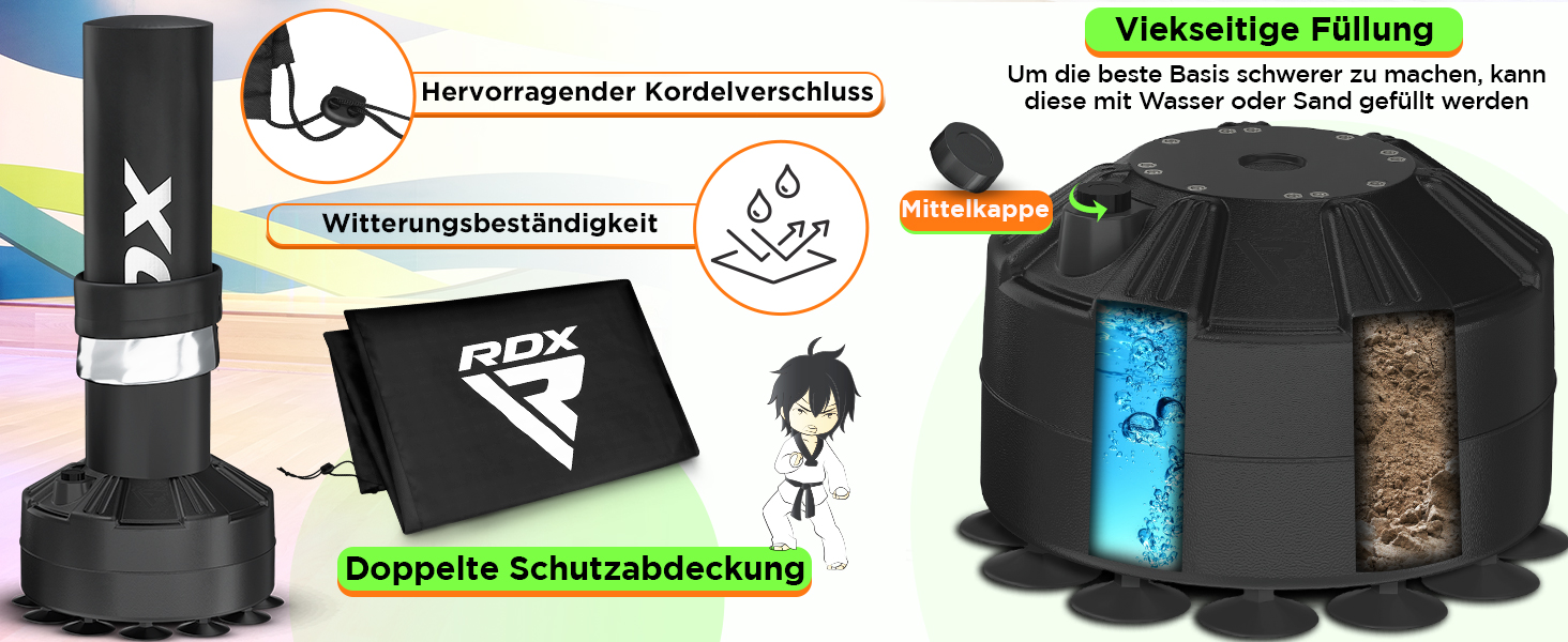 Дитячий боксерський мішок RDX 4ft з підставкою, рукавички для тренувань, MMA, кікбоксинг, бокс, рукопашний бій, муай-тай, сірий