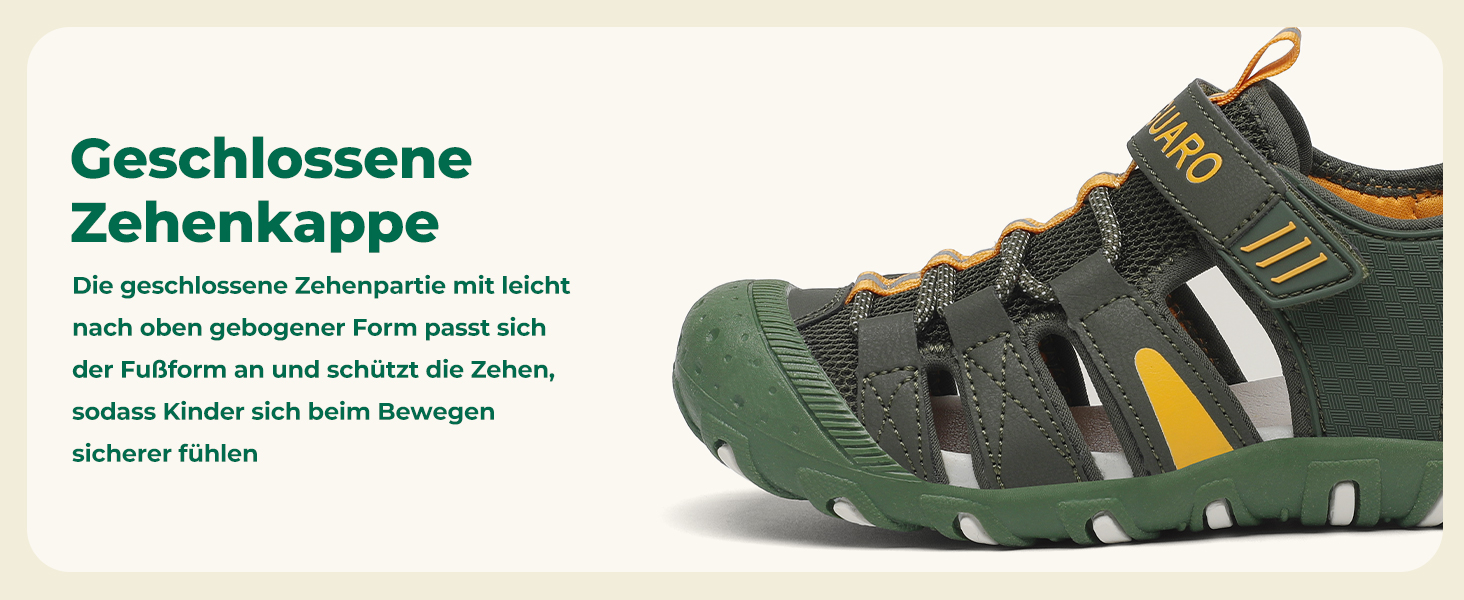 Сандалі дитячі SAGUARO закриті трекінгові для хлопчиків, літні, для активного відпочинку, зелені, розмір 36 EU