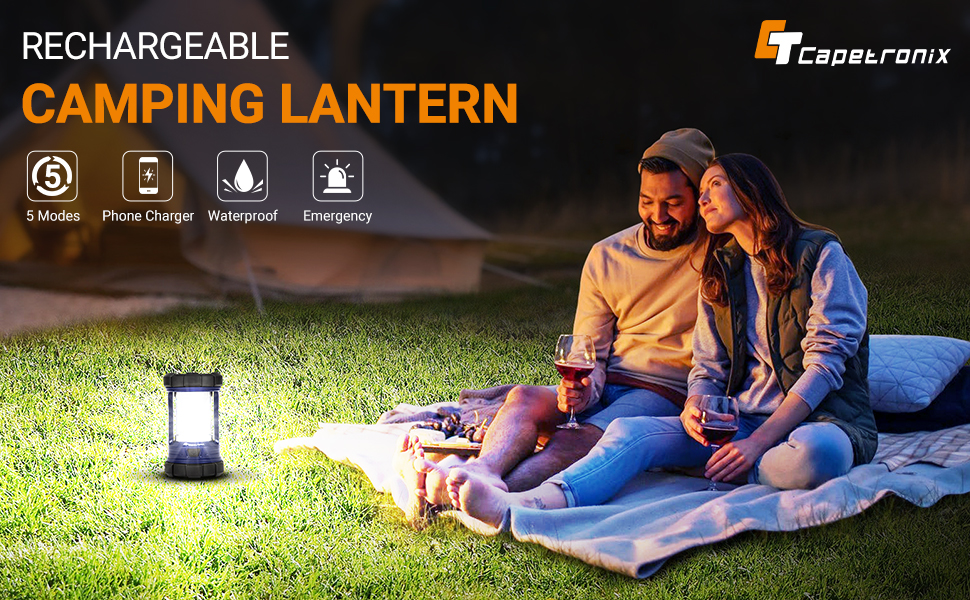 Ліхтар кемпінговий LED, 3200LM, Power Bank 4600mAh, 5 режимів, регулювання яскравості, Navy Blue