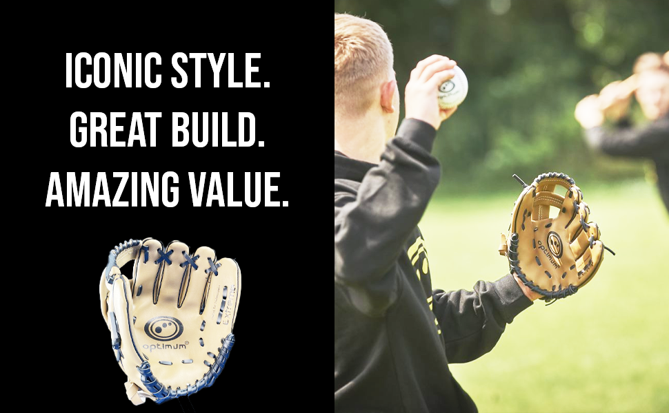 Бейсбольна рукавиця Optimum Extremer для лівші, дитяча: глибока кишеня, м'яка підкладка, захист зап'ястя