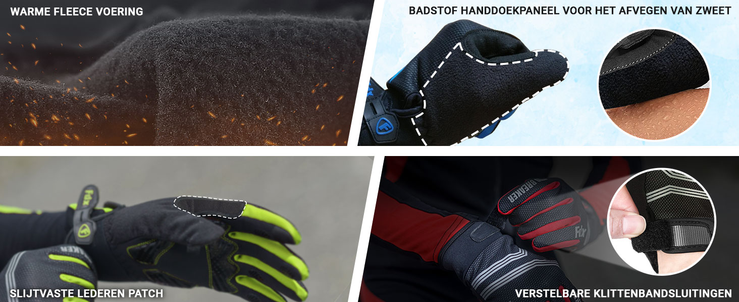 Зимові велорукавички FDX з повним пальцем, дихаючі, водовідштовхувальні, вітронепроникні, з гелевою підкладкою, сумісні з сенсорними екранами, неслизькі, теплі – ідеальні для MTB, шосе, їзди на велосипеді та бігу. Чорний/Білий S