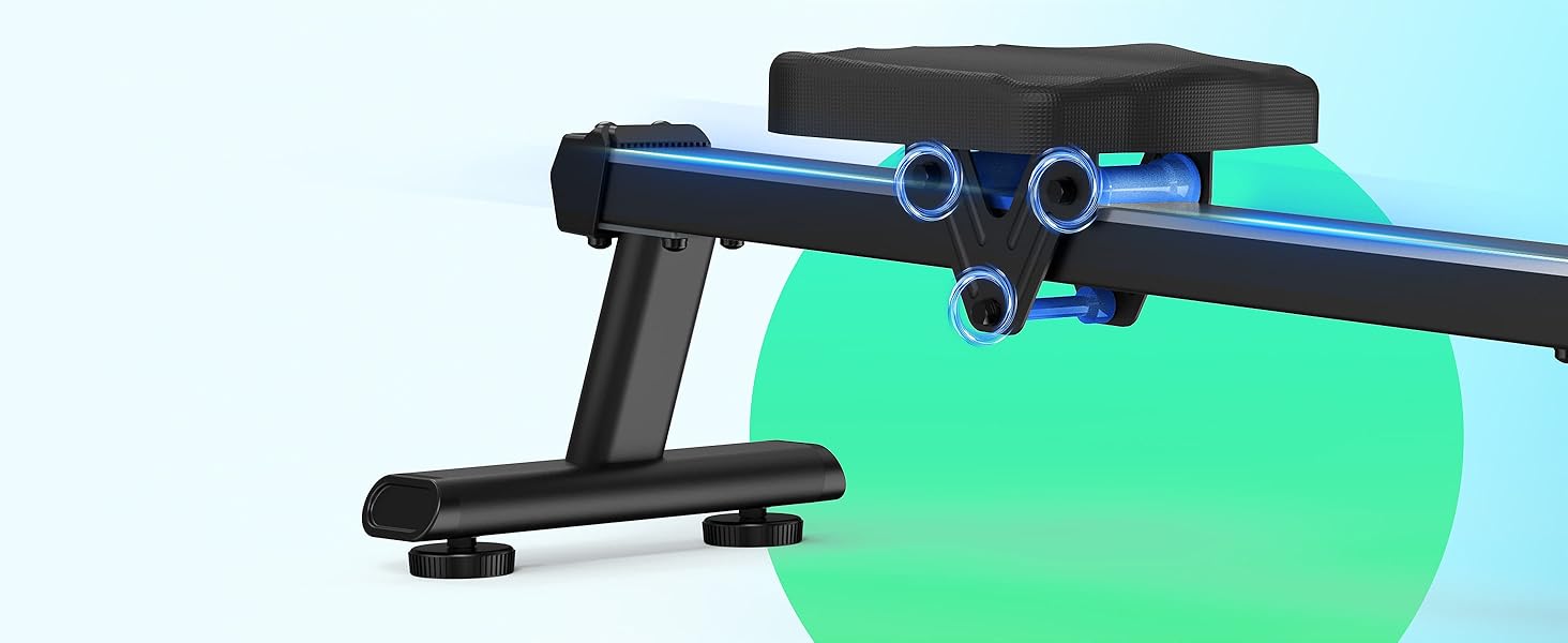 Гребний тренажер для дому з регульованим магнітним опором, Bluetooth-комп'ютером, вантажопідйомність 170 кг