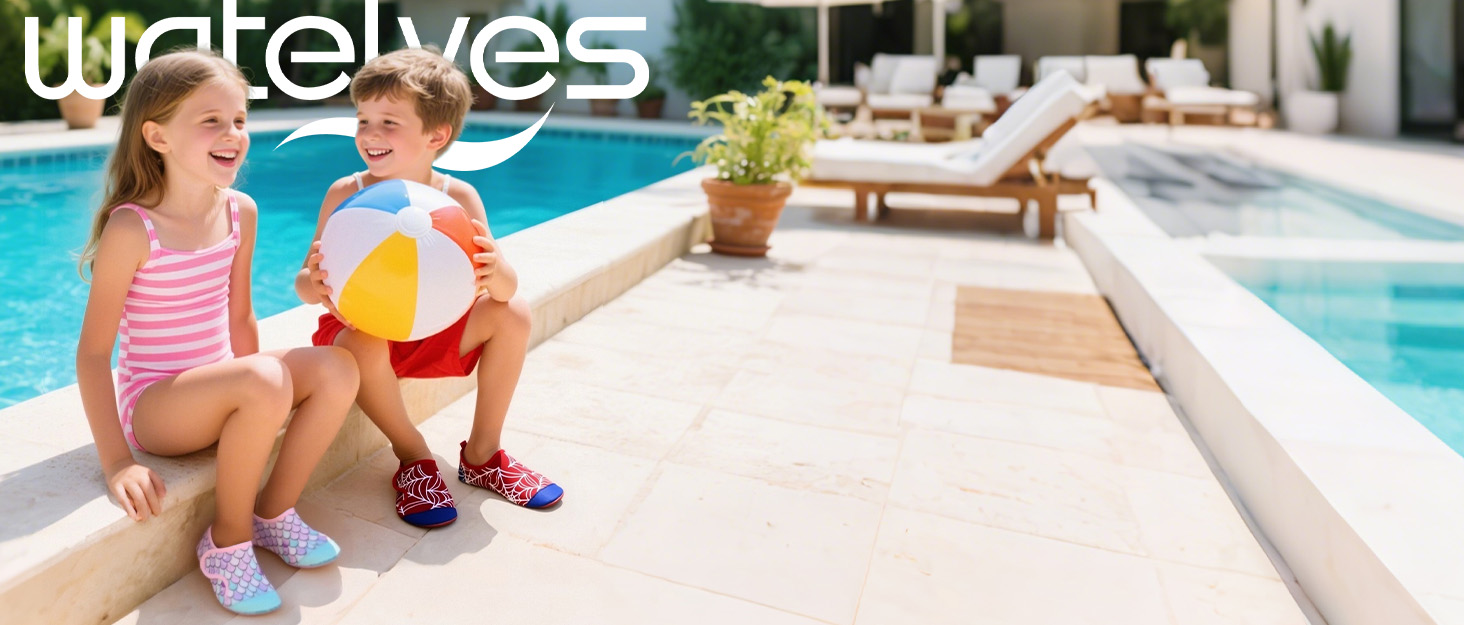 Дитячі шльопанці WateLves для плавання та відпочинку на пляжі - рожеві, 32/33 EU