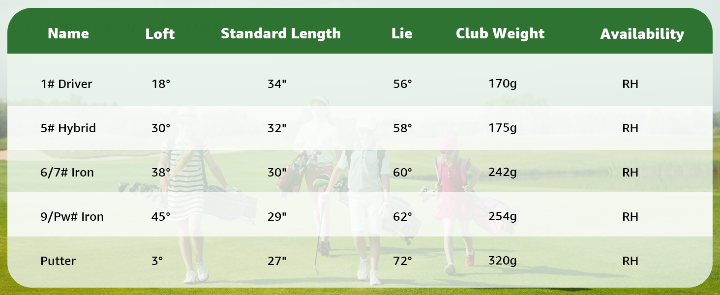 Повний набір гольф-клубу з 6 шт., включає сумку-стійку, драйвер #1, гібрид #5, залізи #6/7, #9/P та паттер, для правшів (блакитний)