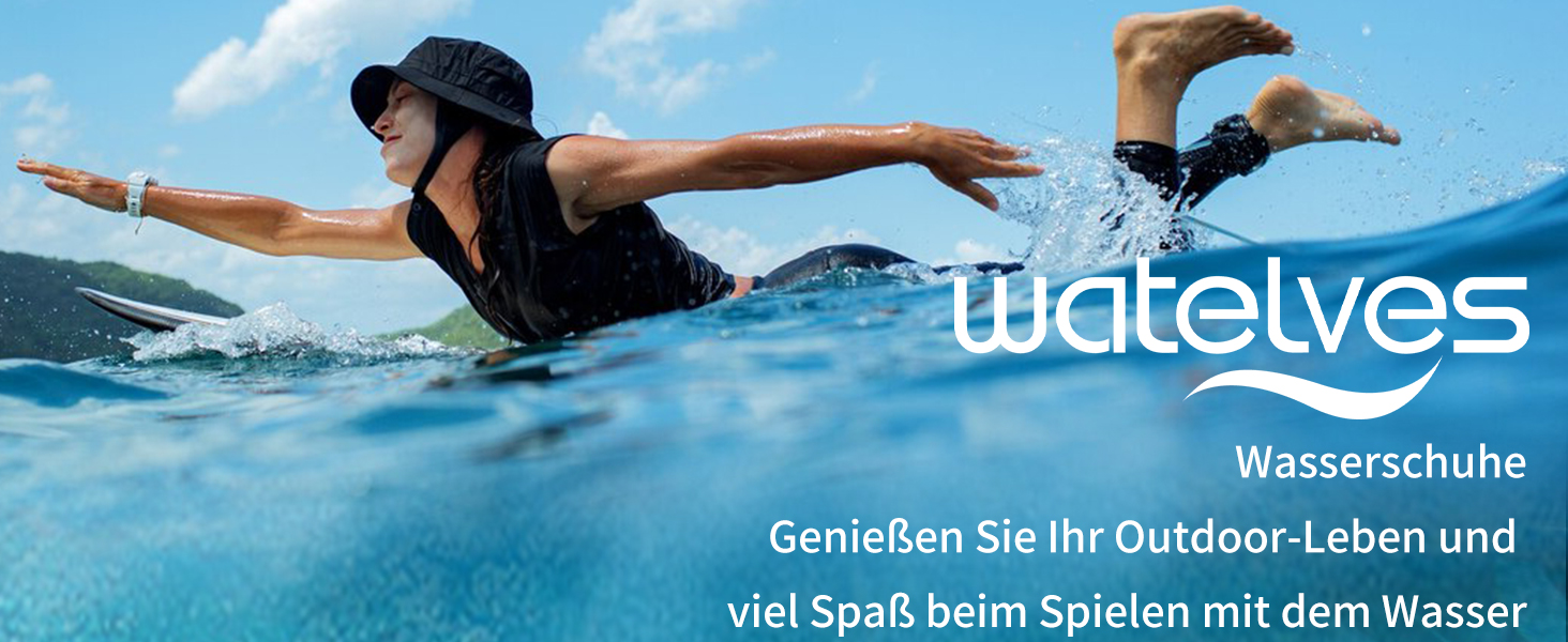 Водні черевики WateLves: для плавання, серфінгу та відпочинку на пляжі. Швидка сушка, розміри 36-48 EU, чорний колір