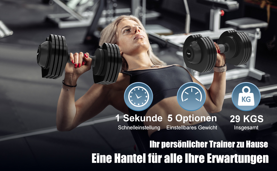 Регульовані гантелі Newpower Fitness 20 кг, 5 рівнів ваги, компактні для тренувань вдома, для чоловіків та жінок