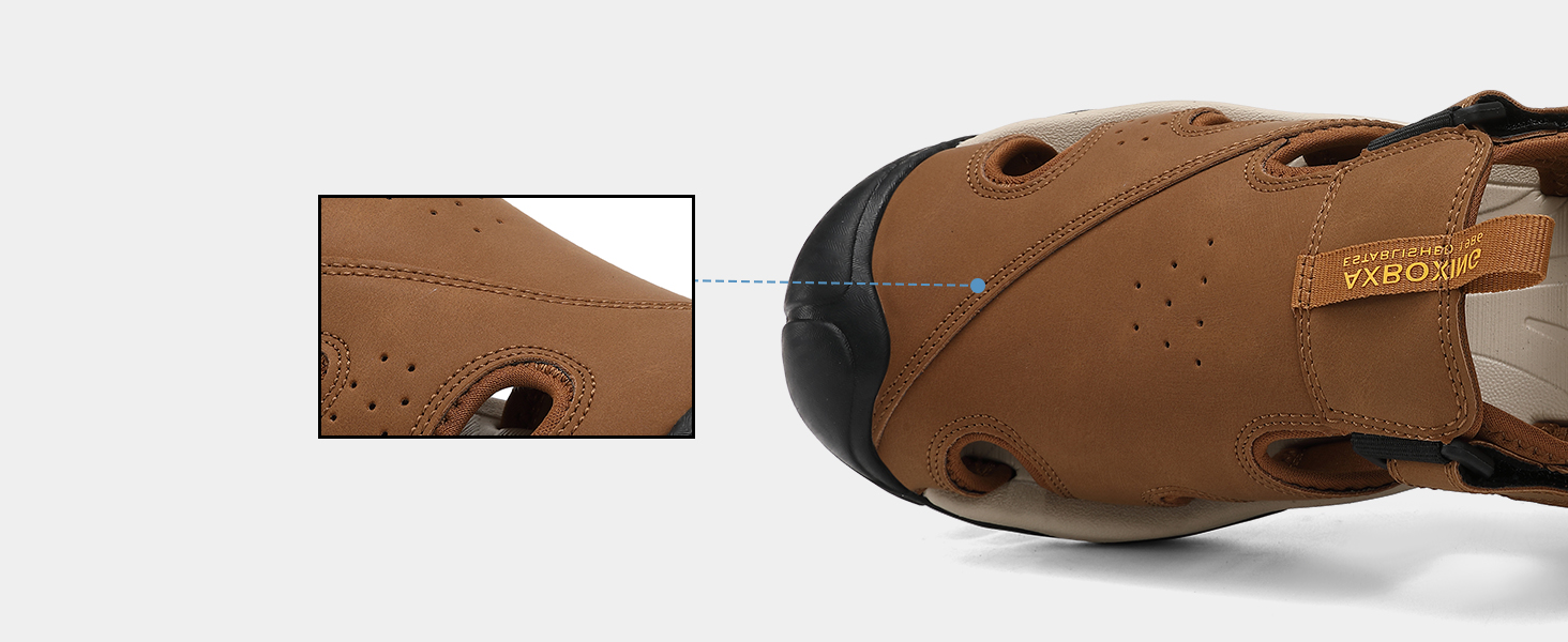 Чоловічі сандалі AX BOXING для трекінгу та спорту, літні відкриті, на липучці, дихаючі, антиковзкі, розмір 44 EU (коричневі)