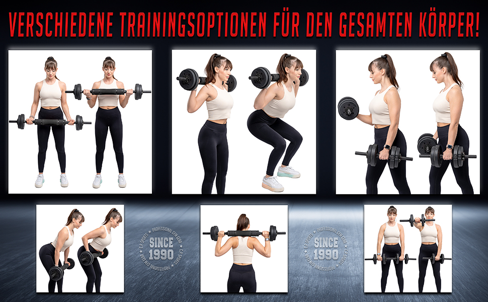 Набір гантелей та штанги C.P. Sports 2-в-1 (20/30/40 кг) для силових тренувань, фітнесу та домашнього спортзалу