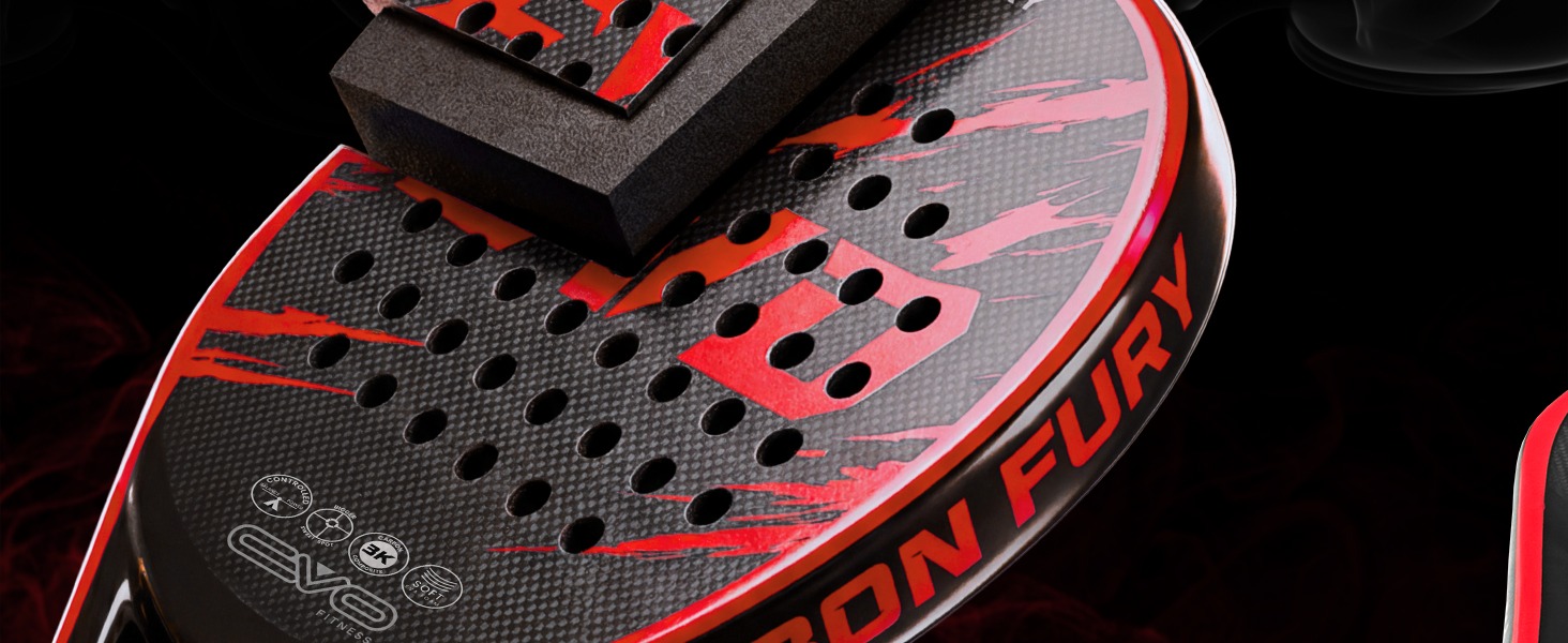 Ракетка для падел EVO Fitness Carbon – легка (350г), з м'яким EVA-керном для контролю, велика площа (525 см²) для дорослих
