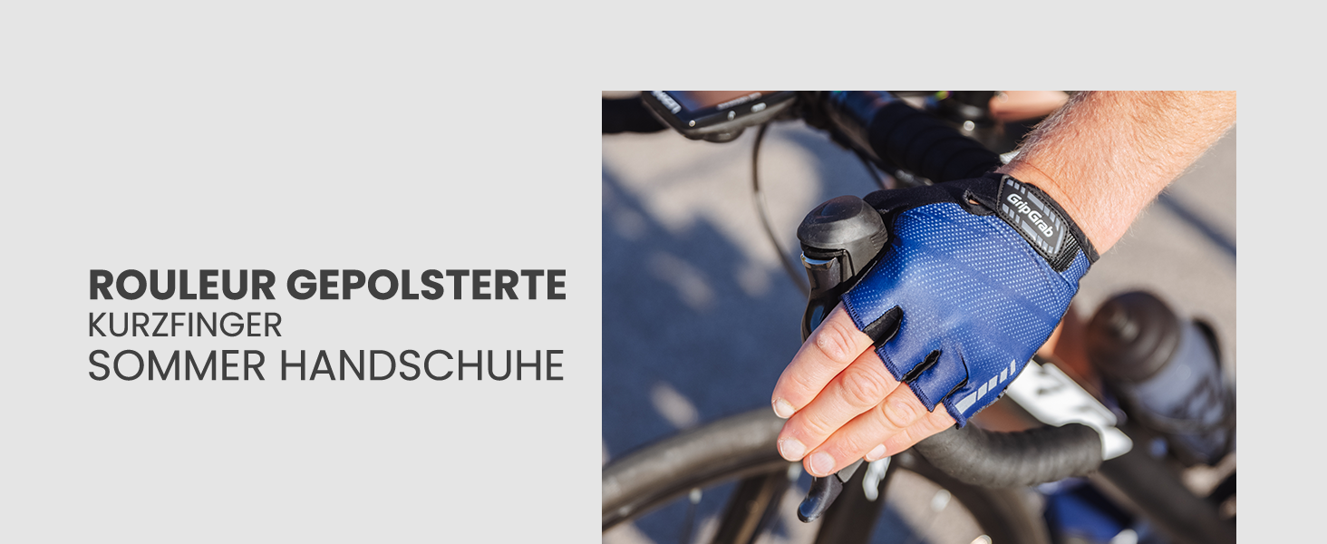 Рукавички велосипедні GripGrab Rouleur Einsteiger (короткі пальці, сині) з гелевою подушкою