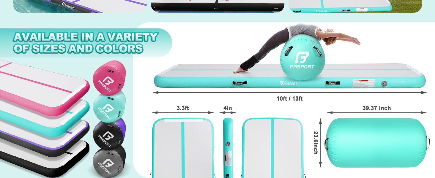 FBSPO Гімнастичний надувний мат для гімнастики та йоги з повітряною ролою, 300x100x10 см, чорно-фіолетовий