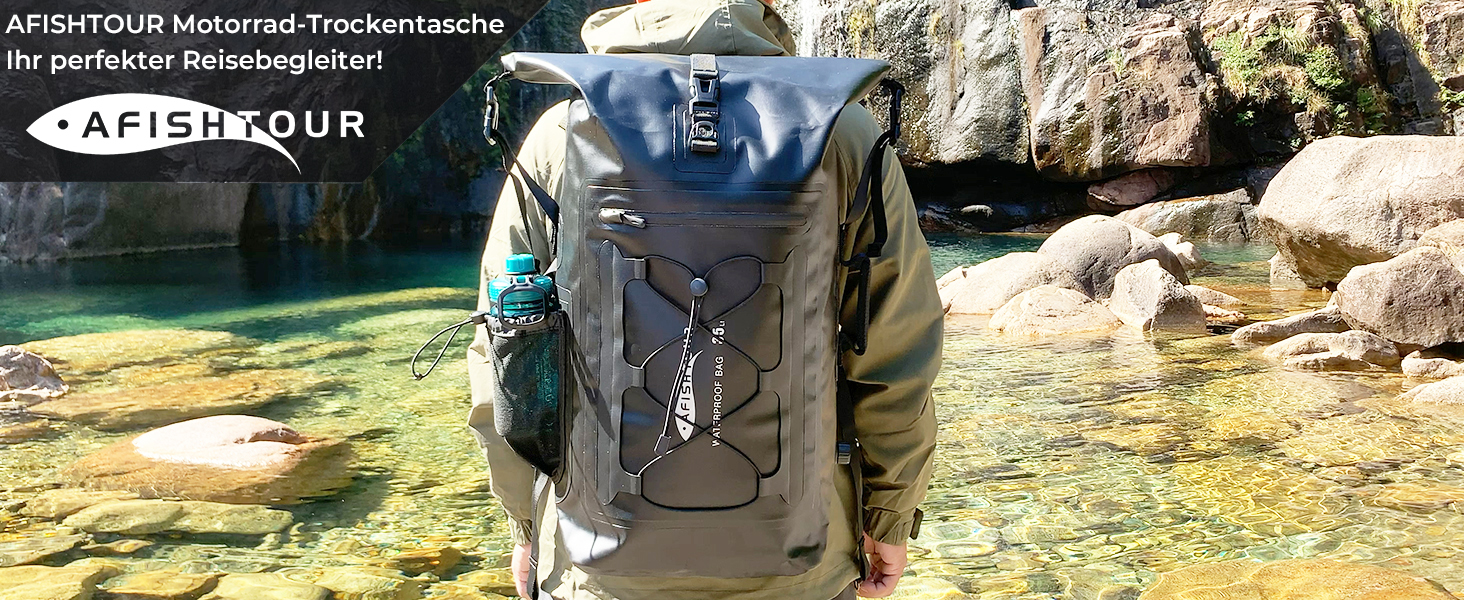 Водонепроникний рюкзак 25L для жінок та чоловіків: Dry-Bag з рол-закриттям та плавучістю для каякінгу, рафтингу (Чорний)