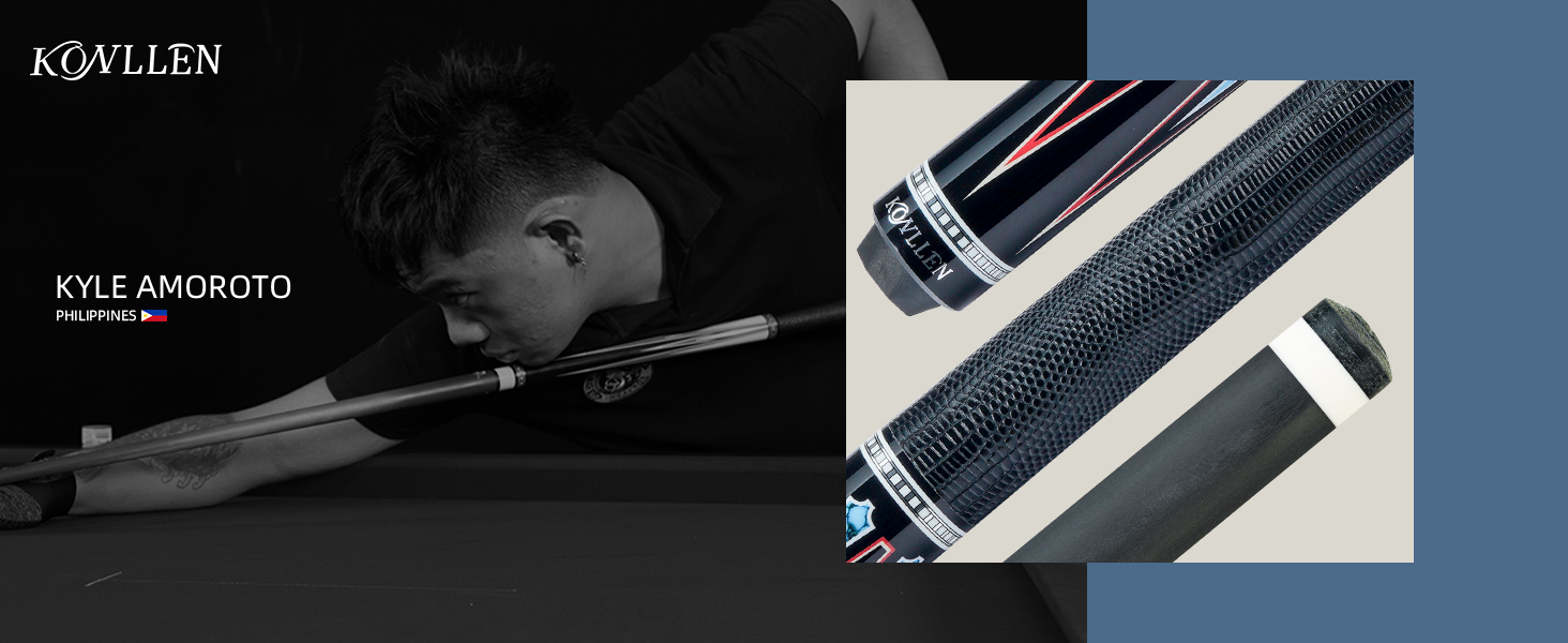 KONLLEN Billardqueue з карбону, 58 дюймів, професійний більярдний кий для дорослих, технологія Vollcarbon, низький рівень відхилення, наконечник 12.5 мм (Pro Taper, ультрагладкий) (KL-08)