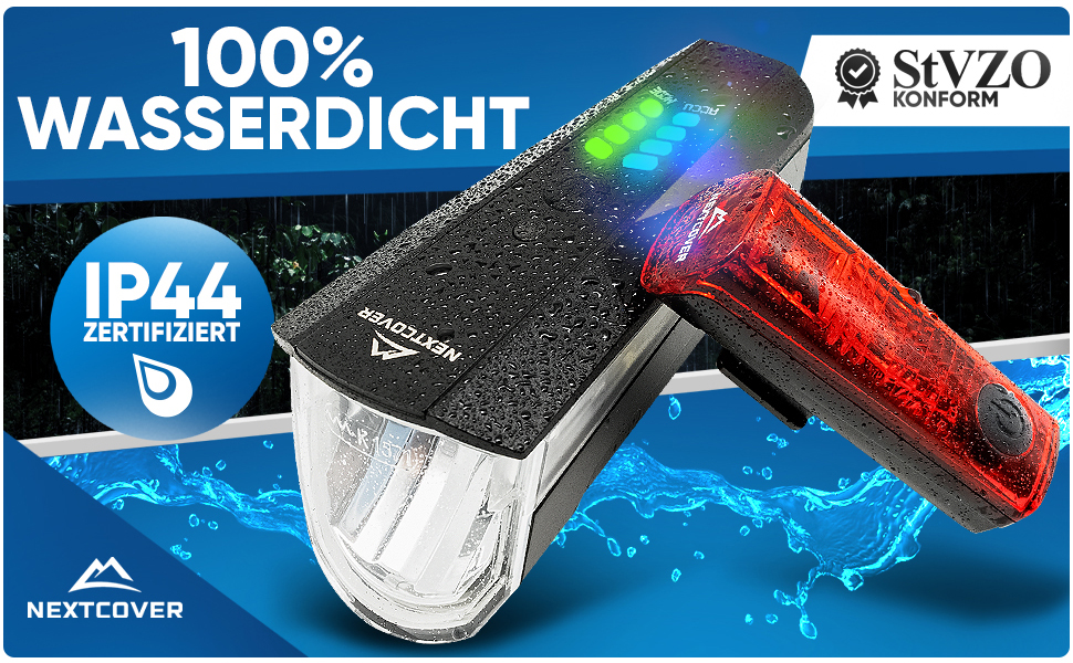 Комплект велосипедних ліхтарів із сенсором LightSense, 11 годин роботи, USB-зарядка, водонепроникний, StVZO, LED фара і задній ліхтар для велосипеда